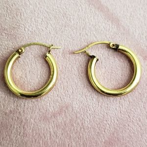 14k Yellow Gold Hoop Earrings 3/4" Diameter